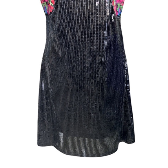 NWT RARE Zara Collection Black Sequin Embroidered Oaxacan Style Mini Dress - M - Picture 6 of 14